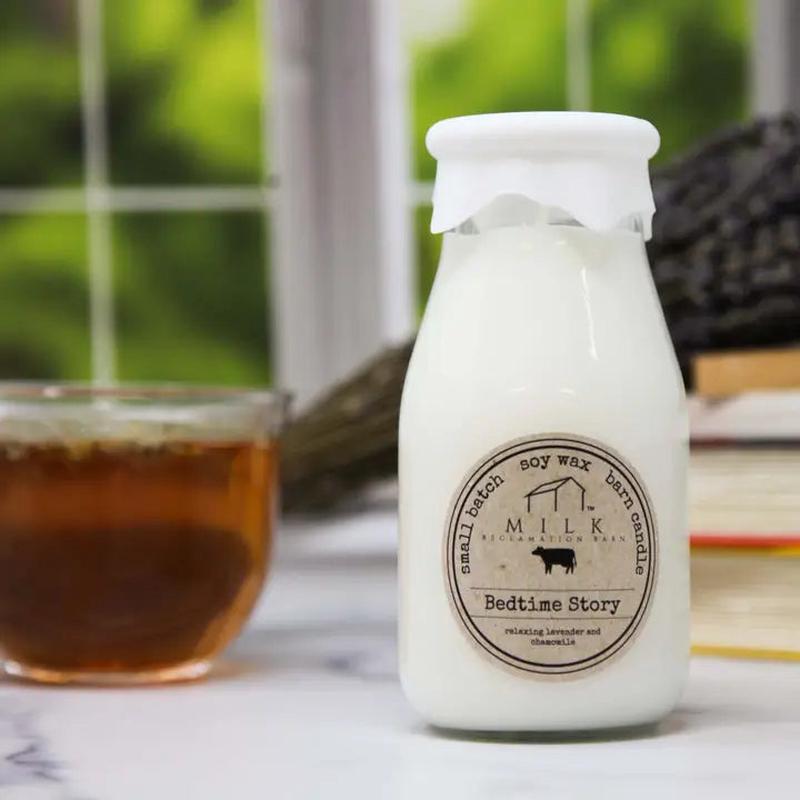 Milk Bottle Candle -  Bedtime Story - Lavender Chamomile