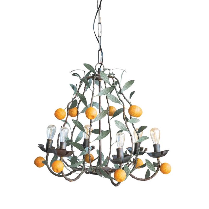 Vintage Style Toleware Tangerines Chandelier