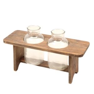 Wooden Flower Stand with Bottles