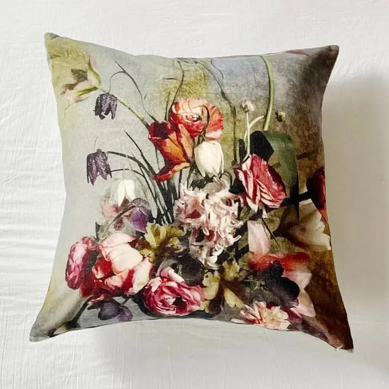 26" Velvet Spring Floral Square Euro Pillow