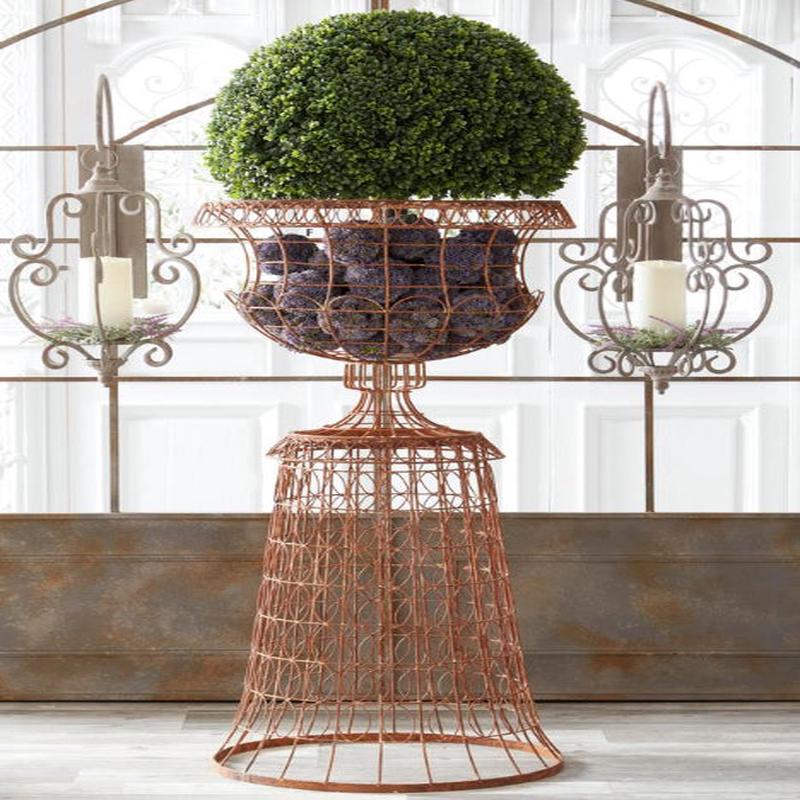 52" Two Piece Rustic Iron Urn on Stand