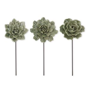 9.25" Ceramic Flower Pick - Green - Choose Your Favorite Style