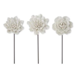 9.25" Ceramic Flower Pick - White - Choose Your Favorite Style