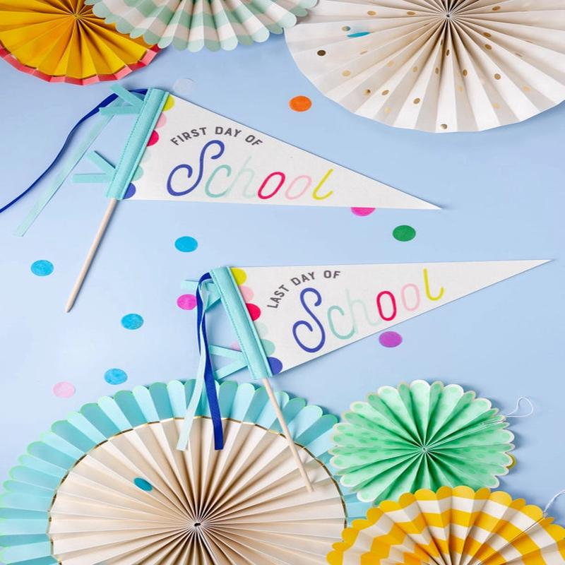 First and Last Day of School Pennant Banner - Set of 2