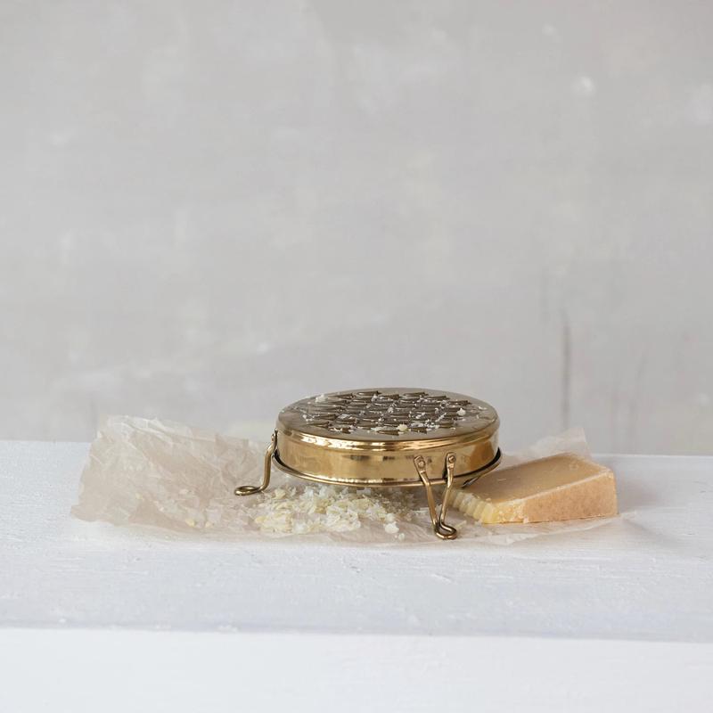 Stainless Steel Footed Grater with Gold Finish