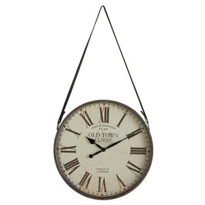Wall Clock With Leather Strap