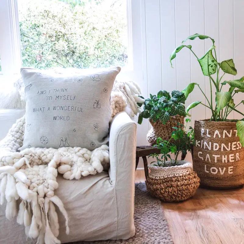 24" Stone Washed Linen Pillow with Down Fill - What a Wonderful World