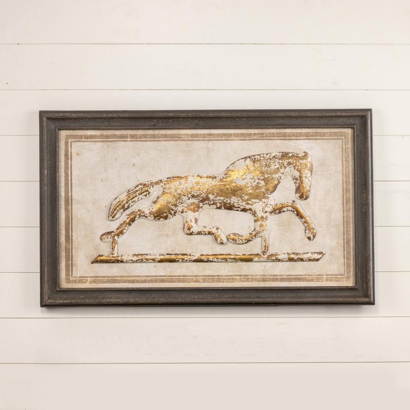 48" Framed Metal Horse