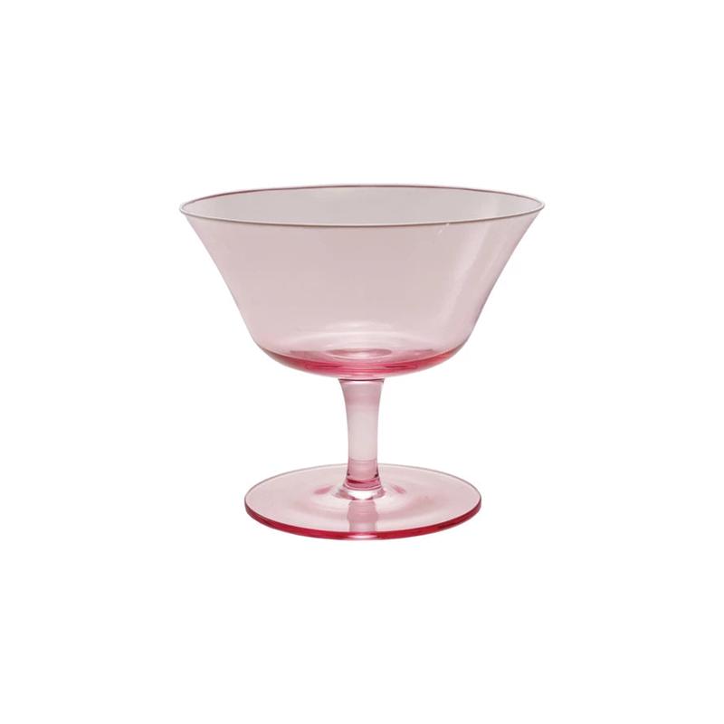 8 oz. Pink Stemmed Coupe Glass with White Rim