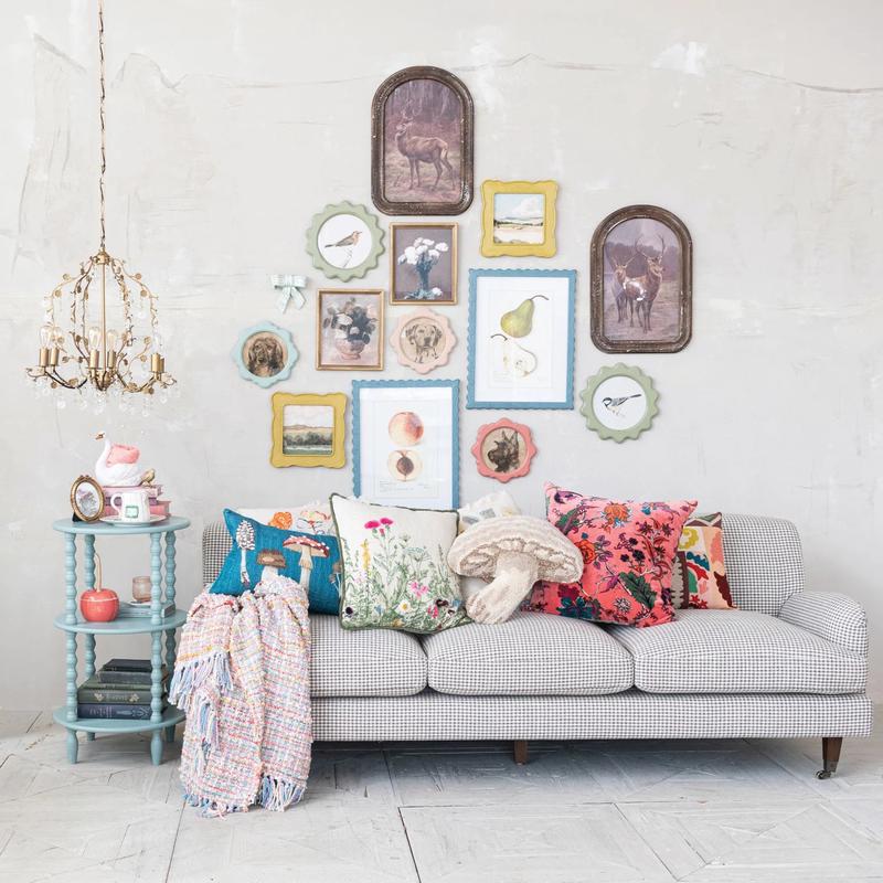 Brown and Cream Houndstooth Sofa