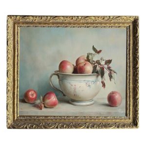 Muted Apple Art in French Brass Gold Mould Framed Art - Choose Size