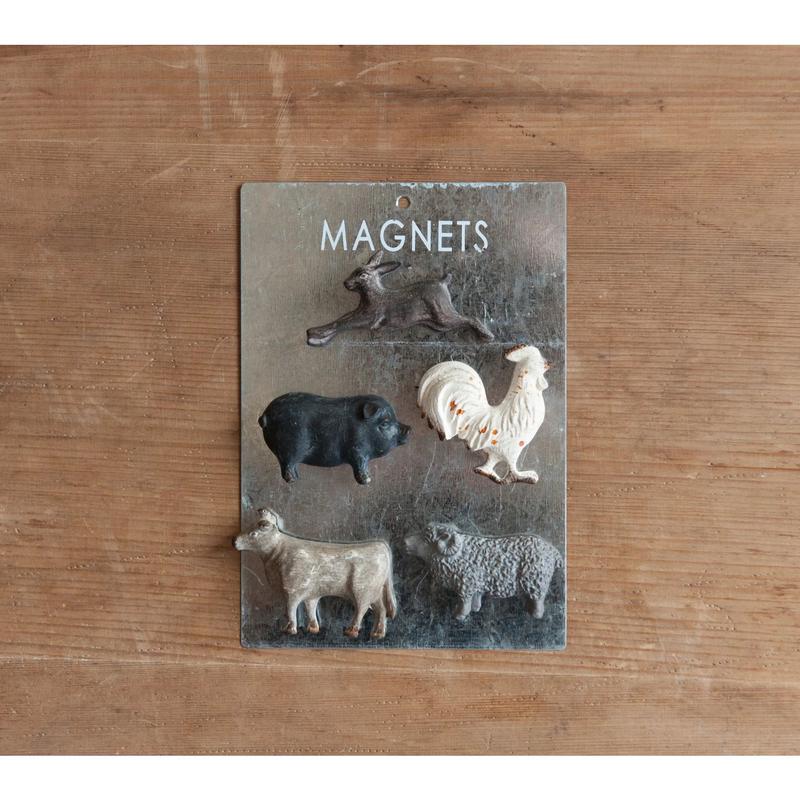 Set of 5 Pewter Animal Magnets