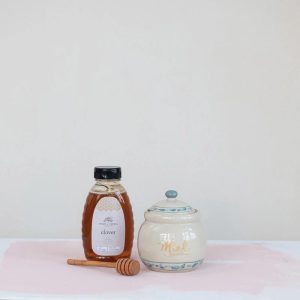 Stoneware French Style Honey Jar with Dipper