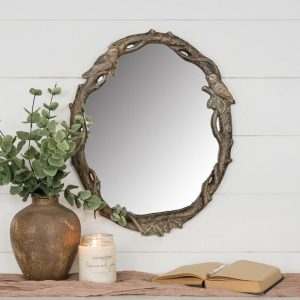 Vine with Birds Oval Mirror