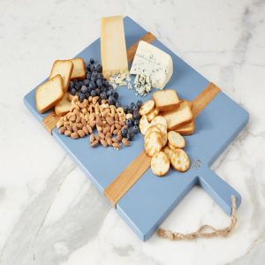 22" Blue Rectangle Wood Charcuterie Cheese Board,