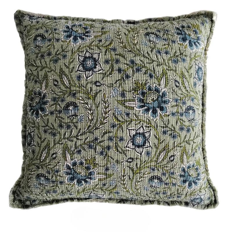26" Plumbago Botanical Print Pillow