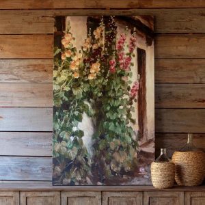 69" x 41" Cottage Hollyhocks Remarque Canvas Wall Decor- More Coming Soon