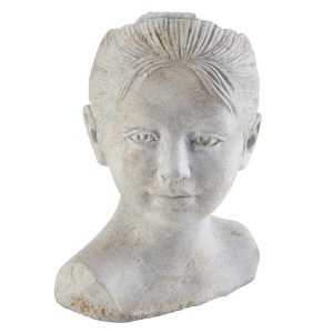 Aged Girl Cement Pot