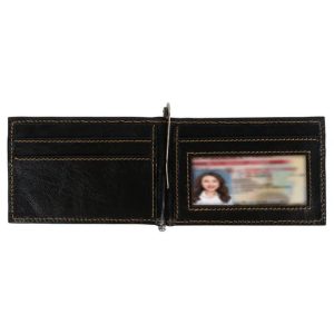 Black Money Clip Leather Wallet