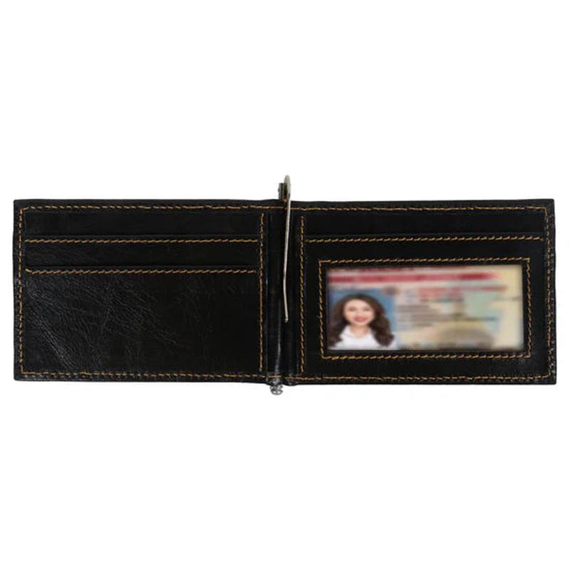 Black Money Clip Leather Wallet