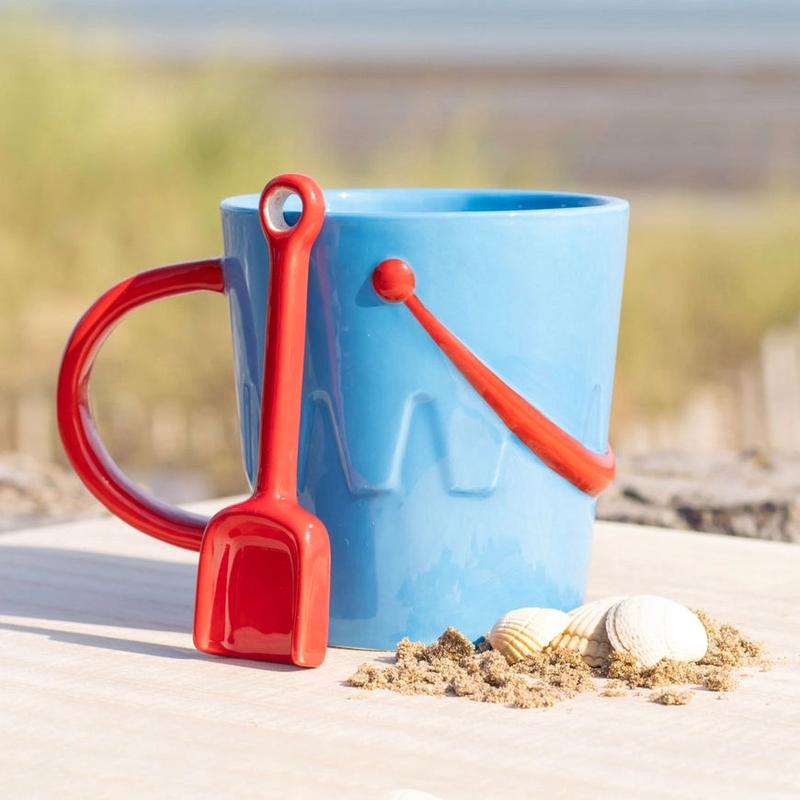 Bucket Shaped Ceramic Mug with Shovel Spoon