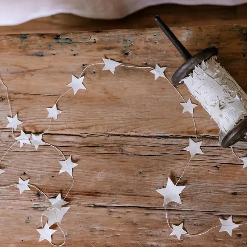 Paper Star Garland on Wooden Spool