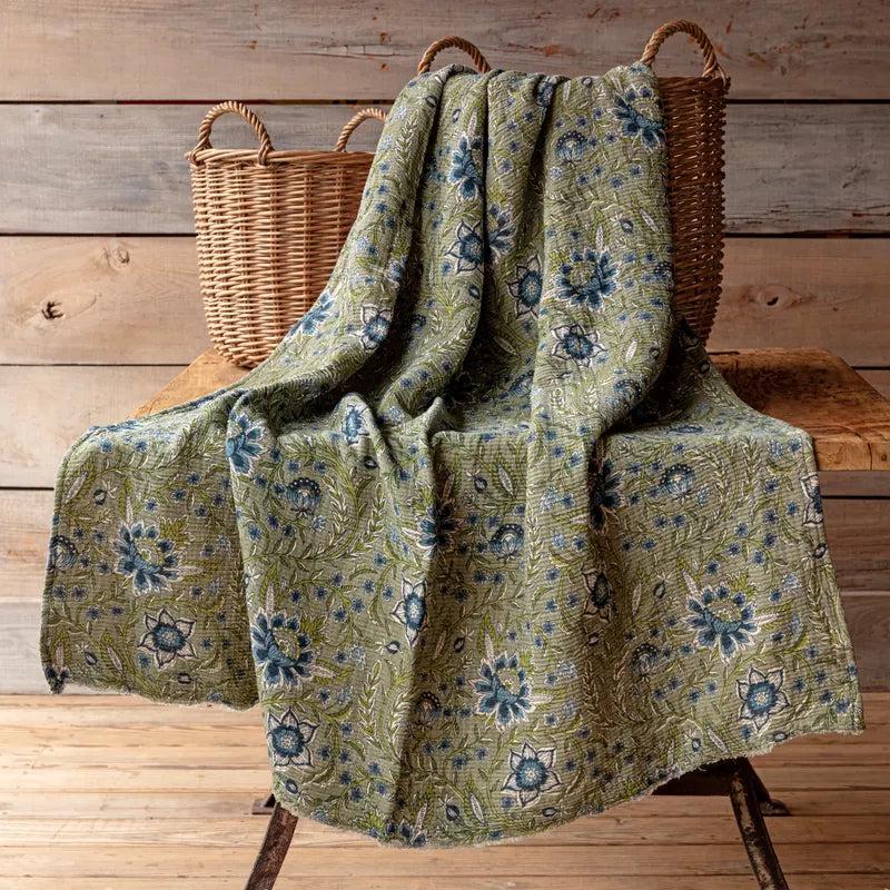 Plumbago Botanical Print Cotton Throw - More Coming Soon
