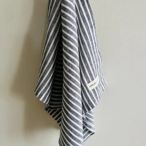 Pure French Blue Ticking Linen Tea Towel