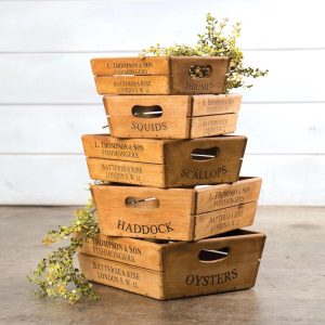 Set 5 Wooden Fish Crates