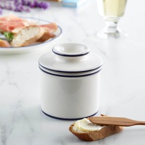 The Original Butter Bell Crock - Le Bistro Blue Trim
