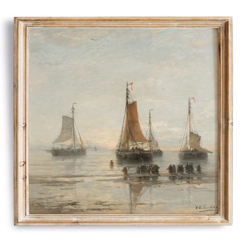 Vintage Nautical Seascape Print- Choose Size