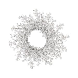 16" Iced Crystal Candle Ring Wreath