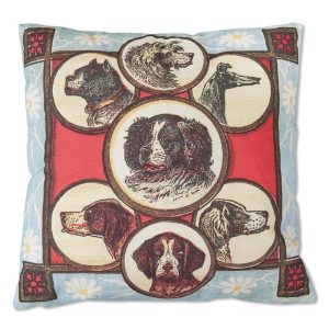 18" Canine and Floral Throw Pillow