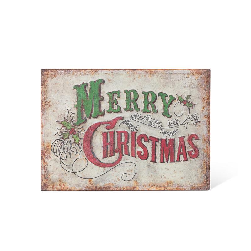 26" Aged Merry Christmas Sign