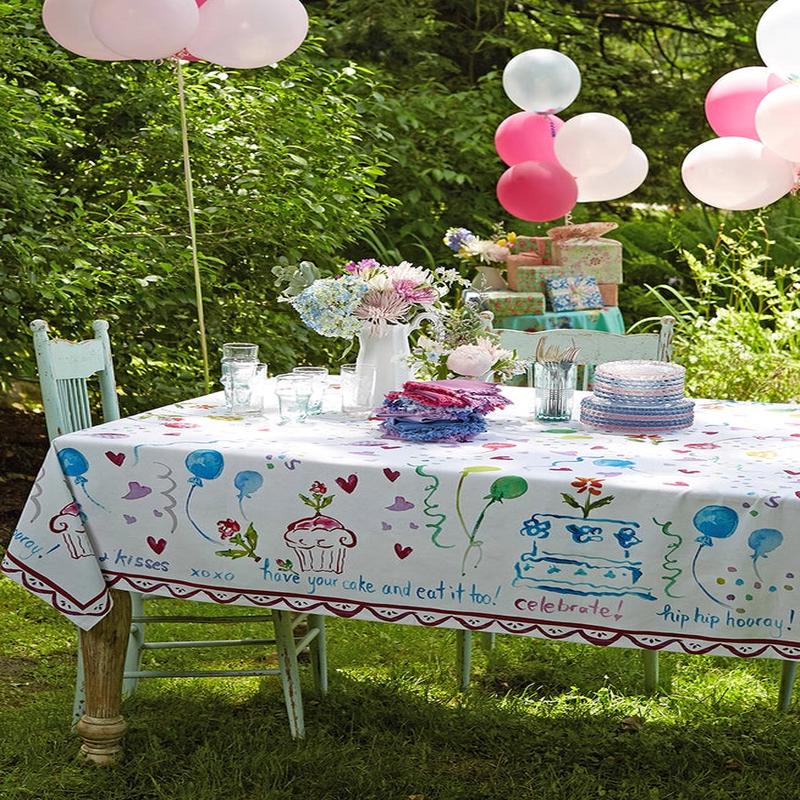 April Cornell Happy Birthday Watercolor Tablecloth