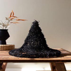 Black Painted Twig Witch Hat