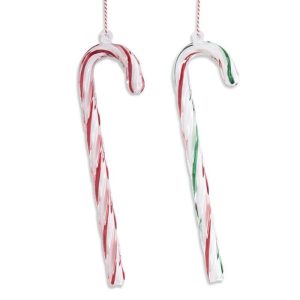 Blown Glass Candy Cane Ornament - Choose Style