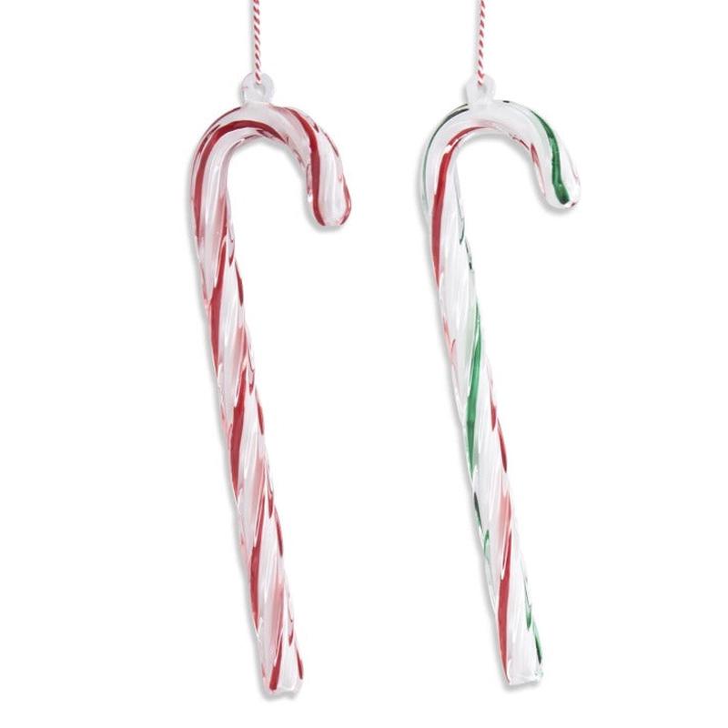 Blown Glass Candy Cane Ornament - Choose Style