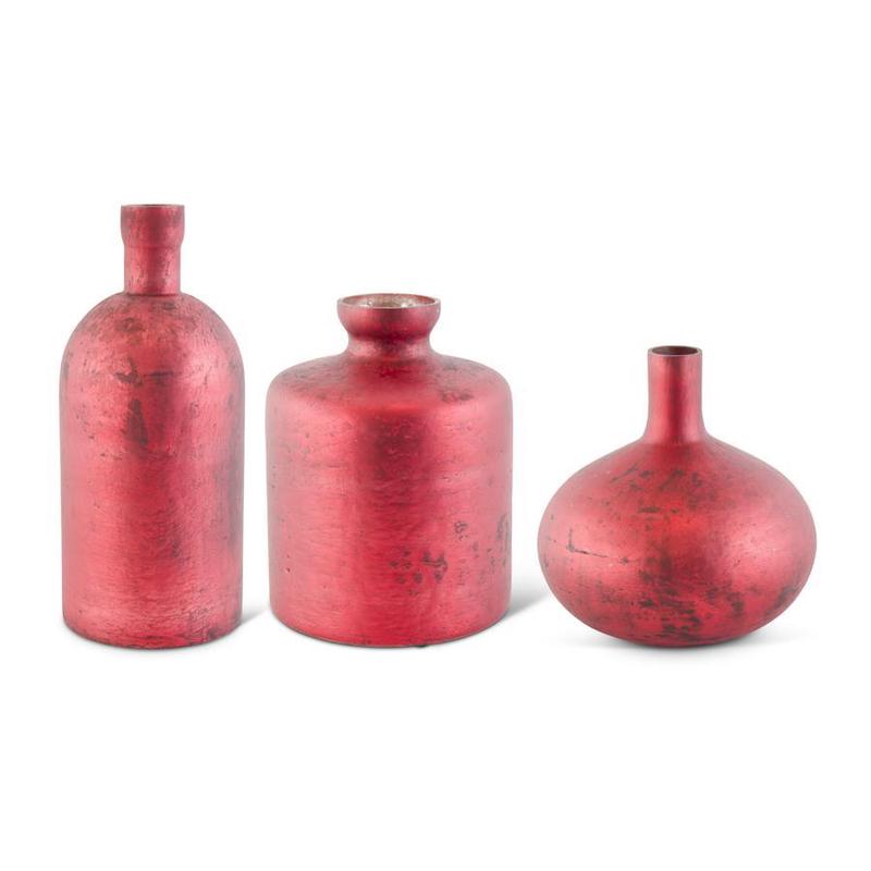 Red Matte Bottle Vase - Choose Size