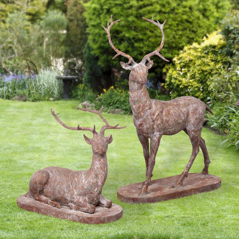Set of 2 Cast Iron Estate Stags