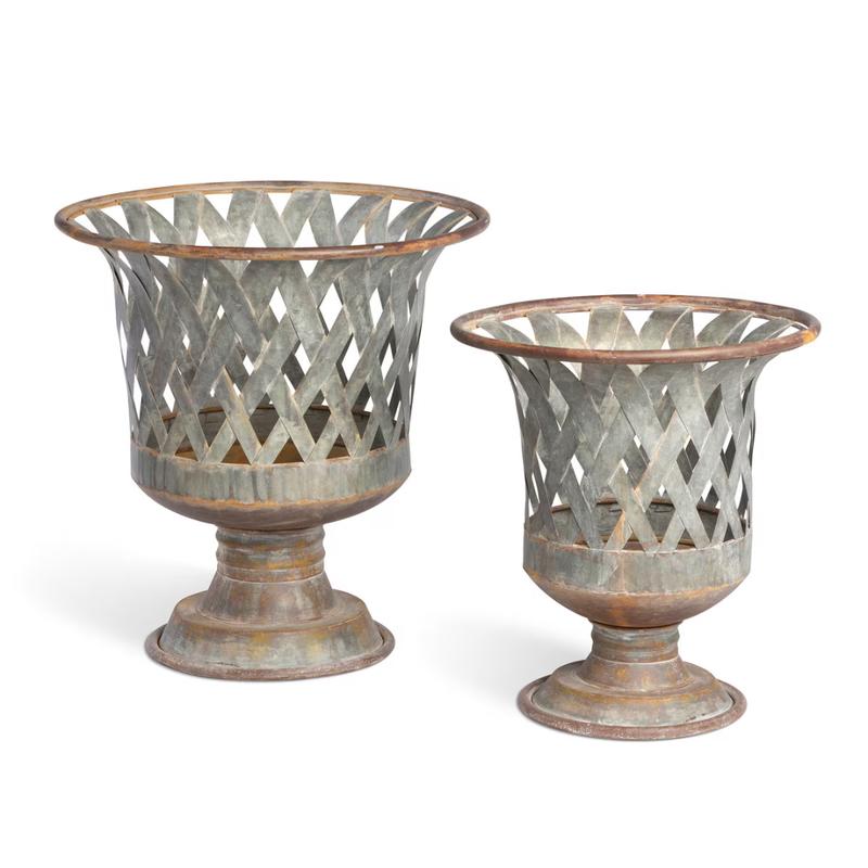 Set of 2 Woven Metal Classic Urn