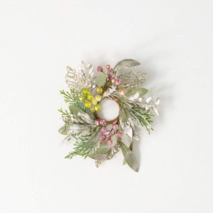 The Cottage Collection Mini Pine and Berry Wreath Candle Ring