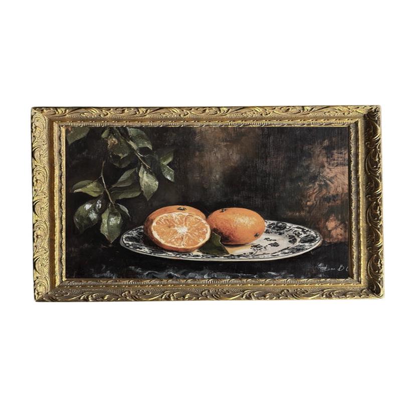 Vintage Style Mandarin Art in French Brass Gold Mould Framed Art - Choose Size