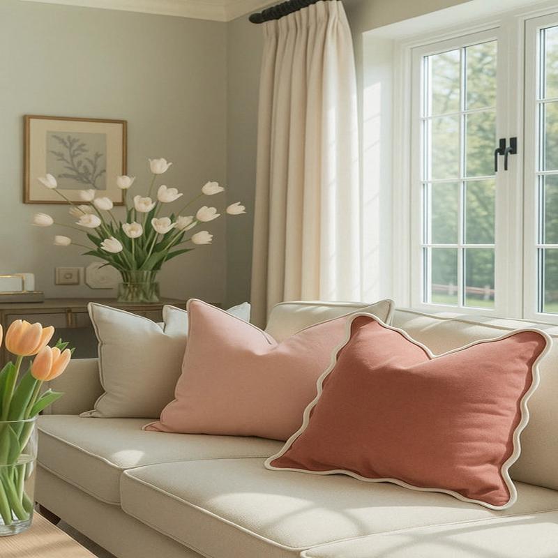 20" Desert Rose Velveteen Piped Scallop Edge - Choose With or Without Insert