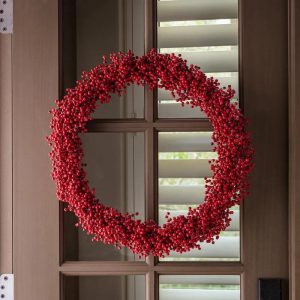 20" Handmade Red Wooden Bead Wreath