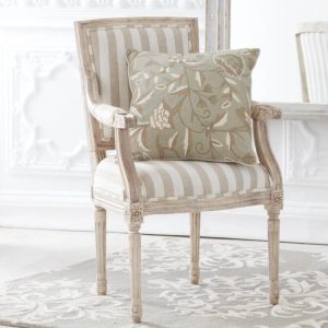 20" Square Pale Gray and Blue Floral Embroidered Pillow