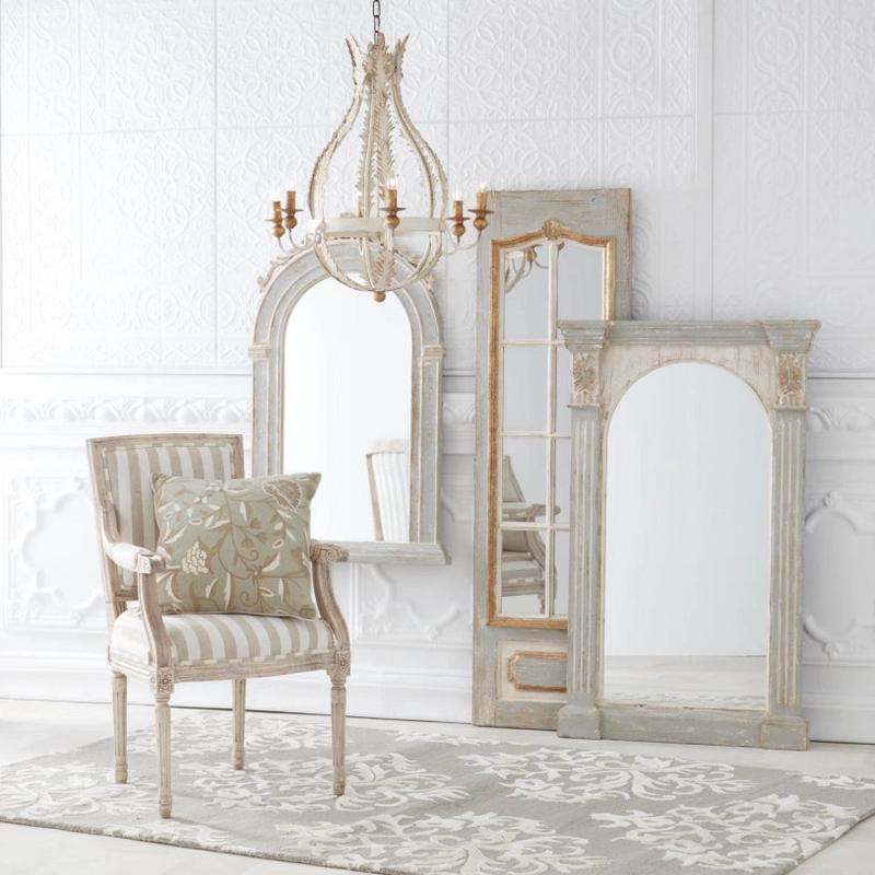 31" Weathered White & Gold Metal Leaf Chandelier