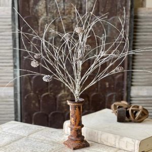 34" Snowy Birch Twig Spray