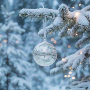 4" Iridescent Swirl Glass Ball Ornament
