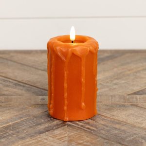 5" Orange 3D Flame Pillar Candle